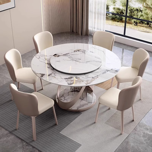 <span class=keywords><strong>Mesa</strong></span> de Comedor Multifuncional en Forma de X Dorada, <span class=keywords><strong>Mesa</strong></span> de Comedor <span class=keywords><strong>Redonda</strong></span> de Mármol Giratoria con Plato Giratorio - Product Image 6