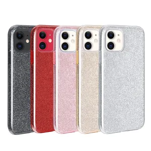 Envío gratuito de lujo brillante brillo protectora caso 3 capa híbrida Anti-Slick Slim cubierta suave para iPhone 11