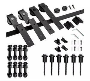 Siyah Modern Masif Ahşap Yan Açılır Tek Raylı Bypass İki Kapılı Otel Kullanımı İçin Donanım Seti - Product Image 3