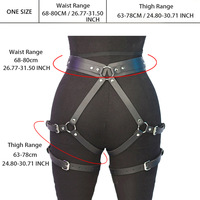 Harnais de bondage réglable pour femme avec harnais de cuisse, pour pegging, avec godemiché détachable et 3 tailles d'anneaux en O métalliques, pour BDSM SM