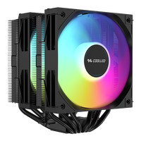 COOLLEO A60 BK ARGB Pendingin Udara CPU Heatsink 6 Heat Pipe Kipas Ganda Pendingin Casing Komputer Gaming LGA 115X 1200 1700 1851 TDP255W