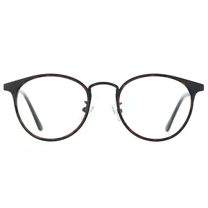 Toptan yuvarlak yüz şekli gözlük-BT4102 moda yuvarlak erkekler metal gözlük çerçevesi şeffaf lens şeffaf gözlükler optik gözlük çerçeveleri gözlük