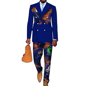 Ensemble de vêtements à motif imprimé pour <span class=keywords><strong>homme</strong></span>, vêtements africains à Double boutonnage, veste à revers à pointe, pantalon Design, <span class=keywords><strong>Blazer</strong></span>, costumes pour hommes - Product Image 1