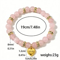 Bracelet personnalisé en gros d'usine avec pendentif cœur, perles en pierre naturelle et intercalaires en acier inoxydable