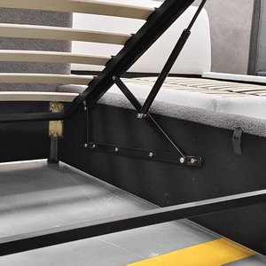 <span class=keywords><strong>Letto</strong></span> Moderno di Lusso Queen/King Size con Struttura in Acciaio, Rivestimento in Pelle PU <span class=keywords><strong>Nera</strong></span>, Testiera con Vano Contenitore Idraulico, Design Confortevole - Product Image 4