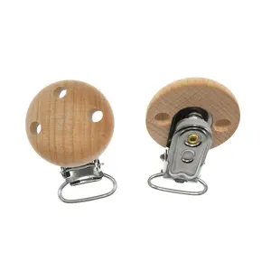 Natürliche Holz farbe Runder Schnuller clip 3 Löcher Schnuller Holzclip Schnuller clip aus Holz