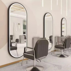 Espejo de Salón Moderno con LED, Marco Dorado, Espejo de Pared para Peluquería con Luz LED, Espejo de Vanidad Retroiluminado de Cuerpo Entero para Salón - Product Image 6