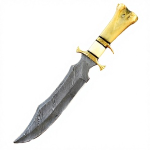 Portable Damascus Steel High Hardness Drop Point Fixed Blade Camel <b>Bone</b> <b>Handle</b> OEM Outdoor Survival Camping <b>Knife</b> - Product Image 3