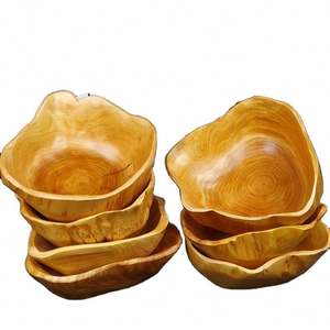 Tazón para Ensaladas y Frutas Tallado a Mano (5-9 Pulgadas), Tazón de Madera, Tazón de Artesanía en Madera Natural - Product Image 1