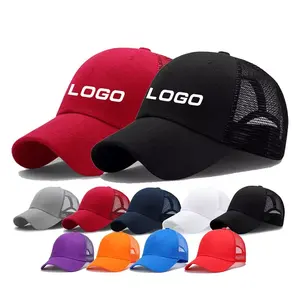 2022 vente en gros, maille réglable, Logo personnalisé, impression de broderie, 6 panneaux, casquette de Baseball en maille de Golf vierge unisexe