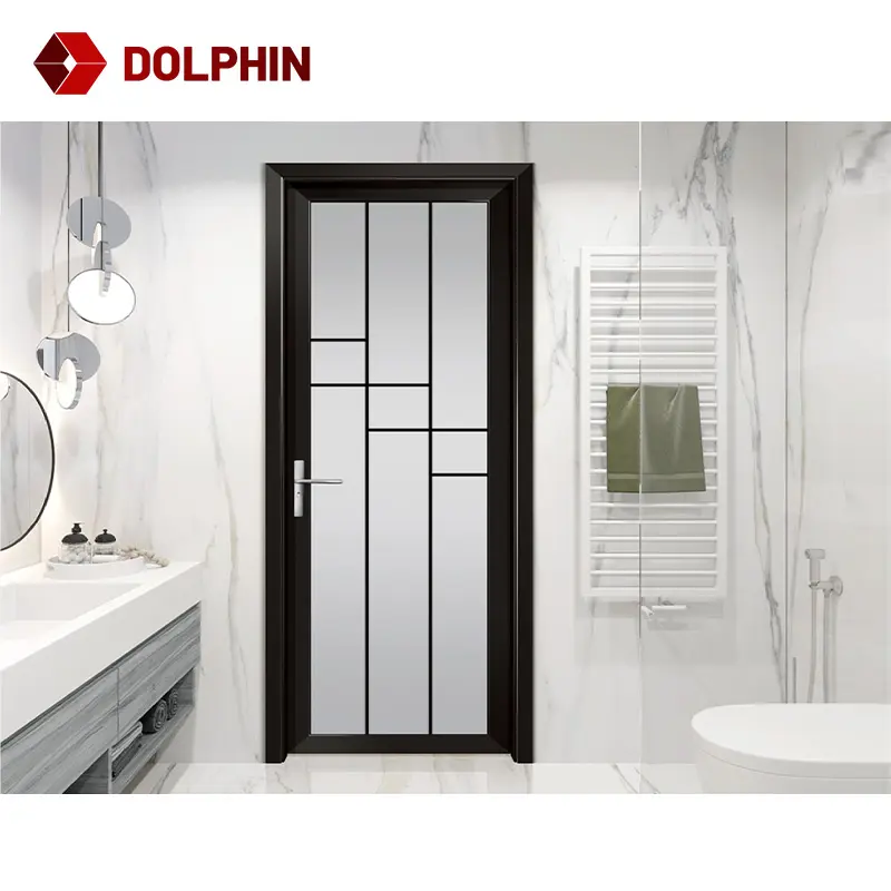 Interior flush door design glass aluminum casement glass door toilet bedroom single double swing door