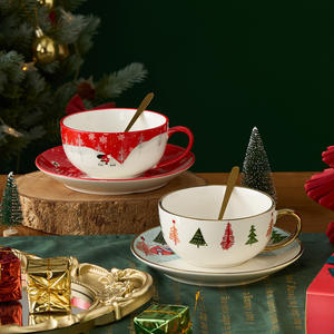 Juego de té de cerámica de Navidad, <span class=keywords><strong>taza</strong></span> de café de estilo británico, platillo, diseño de dibujos animados, <span class=keywords><strong>taza</strong></span> de café, regalo de Navidad con caja de regalo - Product Image 2