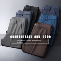 Pantalons de costume pour homme, coupe slim, extensibles, taille élastique, pour le bureau, multicolores, vente en gros, commandes en gros personnalisées
