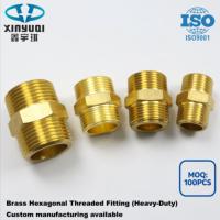 Raccord hexagonal en laiton à paroi épaisse, filetage NPT double externe, pour conduites d'eau, de gaz et d'air, 1/2'', 3/4'', 1''