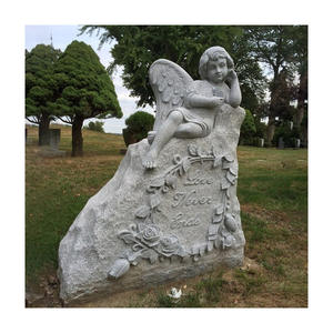 Современный дизайн красный гранитный мраморный надгробный камень с крыльями ангела и надгробием в форме сердца для использования в могиле - Product Image 6