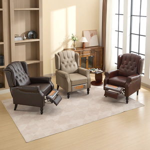 Tiger Chair <b>Reclining</b> Single Sofa High Back Leather Living Room Retro Bedroom Foam Filling Adult Use - Product Image 3
