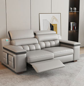 <span class=keywords><strong>Canapé</strong></span> modulaire de salon haut de gamme moderne à trois places avec structure en bois, revêtement en cuir blanc, rangement et caractéristiques écologiques - Product Image 4