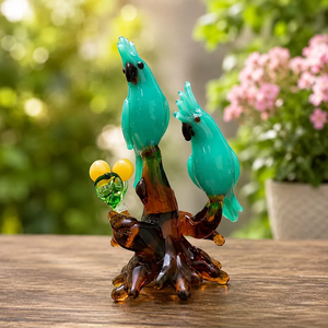 รูปปั้นไก่แก้วเป่ามือ งานประติมากรรมสัตว์ ของตกแต่งศิลปะ สีน้ำตาล ม่วง เขียว เหลือง ทำด้วยมือ - Product Image 3