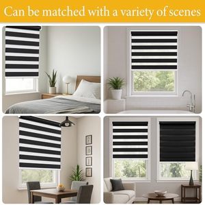 Persianas <span class=keywords><strong>de</strong></span> cebra inalámbricas motorizadas, <span class=keywords><strong>ventanas</strong></span> francesas, parasol enrollable <span class=keywords><strong>de</strong></span> parada libre, persianas opacas <span class=keywords><strong>de</strong></span> doble capa con aislamiento térmico - Product Image 6