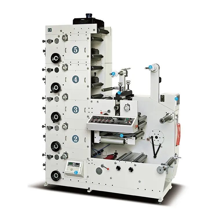 Ry320 Flexo Press Sticker Label Sheet Station Máquina de impresión flexográfica con mesa transportadora