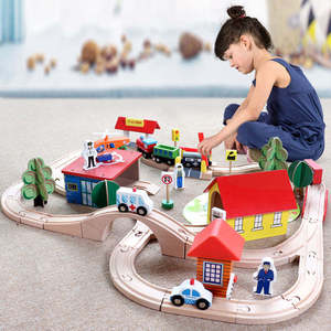 Train en bois jouet en bois chemin de fer dinosaure peinture piste jouets voiture tendance <span class=keywords><strong>2022</strong></span> jouets - Product Image 1