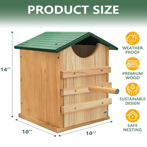 Деревенский деревянный дом для гнездования птиц, открытый дом с визгом, дом, деревянная коробка для совы, ящик для гнезда для совы - Product Image 3