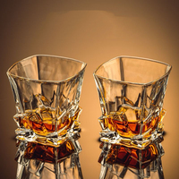 Verre carré transparent de 300 ml, verre carré à base épaisse pour whisky, cocktails, spiritueux, usage quotidien