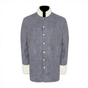 Abrigo de Lana Gris para Hombre, Estilo Confederado, para Reenactment Histórico, Cuello Alto, Cierre de un Solo Botón - Product Image 1