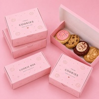 Boîte à biscuits rose personnalisée avec impression de logo, emballage alimentaire en papier de qualité alimentaire pour biscuits, beignets, brownies et desserts à emporter