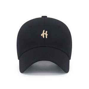 <b>Baseball</b> <b>Cap</b> <b>Black</b> Small H Embroidery Unisex Sun Protection Duckbill Hat - Product Image 1