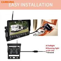 CARKUDA Caméra numérique sans fil pour camions lourds, caméra de tableau de bord avant et arrière Full HD, ensembles de caméras sans fil pour bus, camping-cars, semi-remorques et remorques