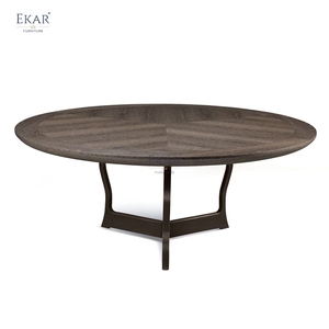 Table à manger <span class=keywords><strong>de</strong></span> luxe italienne moderne, plateau rond en placage <span class=keywords><strong>de</strong></span> bois, bureau <span class=keywords><strong>de</strong></span> cuisine avec pieds en métal sculptés pour projet <span class=keywords><strong>de</strong></span> villa - Product Image 2