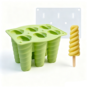 Molde Espiral de Silicone de Grau Alimentício para Picolé, 6 Cavidades, Faça Você Mesmo, para Frutas, Iogurte, Sorvete, com Tampa - Product Image 1