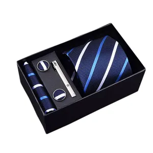 Vendita all'ingrosso uomini cravatta box set-Mens Ties Striscia di Stile di Modo di Poliestere e Seta Cravatte Mens Cravatte Box Set