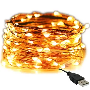 Cable USB de cobre o plateado 10m 100LEDs Fairy Led String Lights