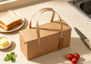 Long Eco-Friendly High-End Kraft Paper Handle Gift Box Thick Cardboard Fixed Metal Rivets Die Cut Design Four-Color Printing - Product Image 3