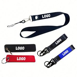 Custom Logo Key <b>Lanyard</b> Embroidery Fabric Woven Flying Aviation Keychain Brand Keyring Customized Logo <b>Lanyards</b> - Product Image 1