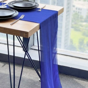 Royal Blue 28*118 pulgadas estilo de impresión rústica tejido gasa camino de mesa manteles transparentes para decoración del hogar Hotel <span class=keywords><strong>Navidad</strong></span> - Product Image 1