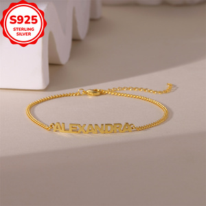 Bracciali <span class=keywords><strong>in</strong></span> <span class=keywords><strong>argento</strong></span> Sterling 925 personalizzati <span class=keywords><strong>con</strong></span> braccialetti <span class=keywords><strong>con</strong></span> <span class=keywords><strong>nome</strong></span> di lettera inglese personalizzati regalo di san valentino - Product Image 4