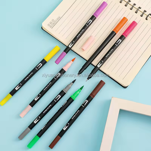 Bolígrafo de acuarela de doble punta seguro y no tóxico de 24/36 colores, punta fina, marcador de punta de cepillo suave, logotipo personalizado, embalaje, dibujo para niños - Product Image 1