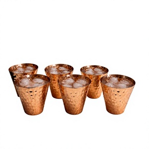 Short Glass Hammered Plain Hammered Pure Copper Luxury Customizable Customized Packaging Home Dining Office - Product Image 1
