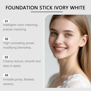 Barra de Maquillaje <span class=keywords><strong>2</strong></span> en 1 Blanc Cover White, Corrector de Cobertura Total a Prueba de Agua, Barra de Maquillaje Mate que Cambia de Color con Brocha - Product Image 3