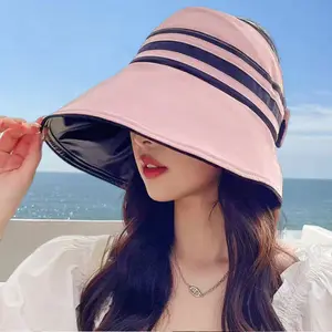 All'ingrosso nuovo cappello da sole vuoto da donna alla moda cappello per la protezione solare estiva all'aperto copri viso grandi cornicioni visiera in vinile