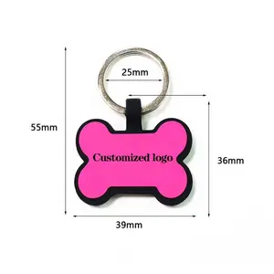 Hot Selling Double-sided Custom Logo Silicone Bone Shaped Tag Pet Dog And Cat ID Tag To Prevent Loss