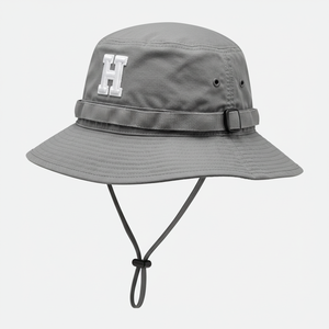 Sombrero de pescador de ala ancha personalizado para hombre, gorra de Safari de cuerda, Parche de goma de alta calidad, sombrero de cubo con agujero cortado con láser y cuerda - Product Image 2