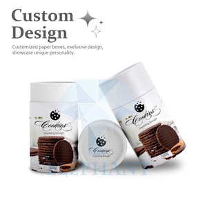Custom Printed Food Grade Blue Pink Kraft Paper Chocolate Chip Biscuits Cookie Cylinder Round Box Food Packaging Paper Tube - Product Image 5