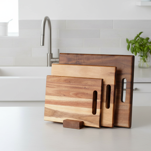 Ensemble de 3 planches à découper en bois d'acacia épais, ustensiles de cuisine avec poignées <span class=keywords><strong>et</strong></span> logo, grande planche à découper en bois - Product Image 6