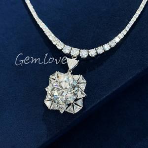 Diamantes cultivados en laboratorio certificados por IGI, corte redondo y triangular, collar de moda de oro de 18 quilates para mujer, perfecto para aniversarios - Product Image 3