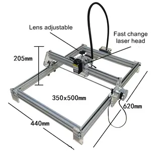 Mesin Ukir Laser Mini 500Mw 2500Mw 10W, Laser Pengukir 3550 Ungu Biru Tinggi Dapat Diatur Area Pengukir 35*50CM