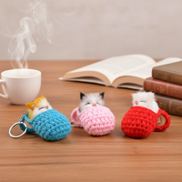 Porte-clés en peluche chat endormi, pochette tricotée, joli porte-clés, breloque de sac, doux, Kawaii, câlin, vente en gros, personnalisé, OEM, ODM